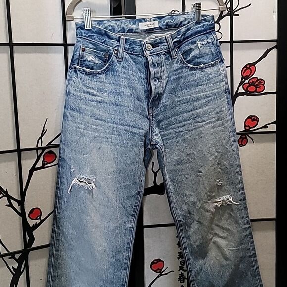 MOUSSY VINTAGE Elma Wide Straight In Blue Size 25 - Picture 4 of 14